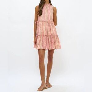 Oliphant medium Sleeveless Pink Chevron Tiered Sundress